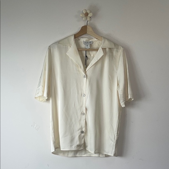 Rachel Zoe Cream Blouse Short Sleeve Relaxed Fit - Picture 1 of 5